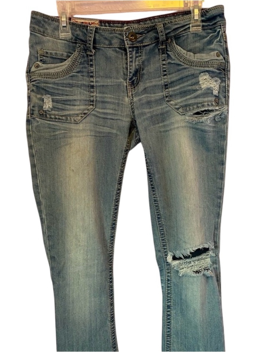First 1st Kiss jeans 9 flare leg ripped distressed boho